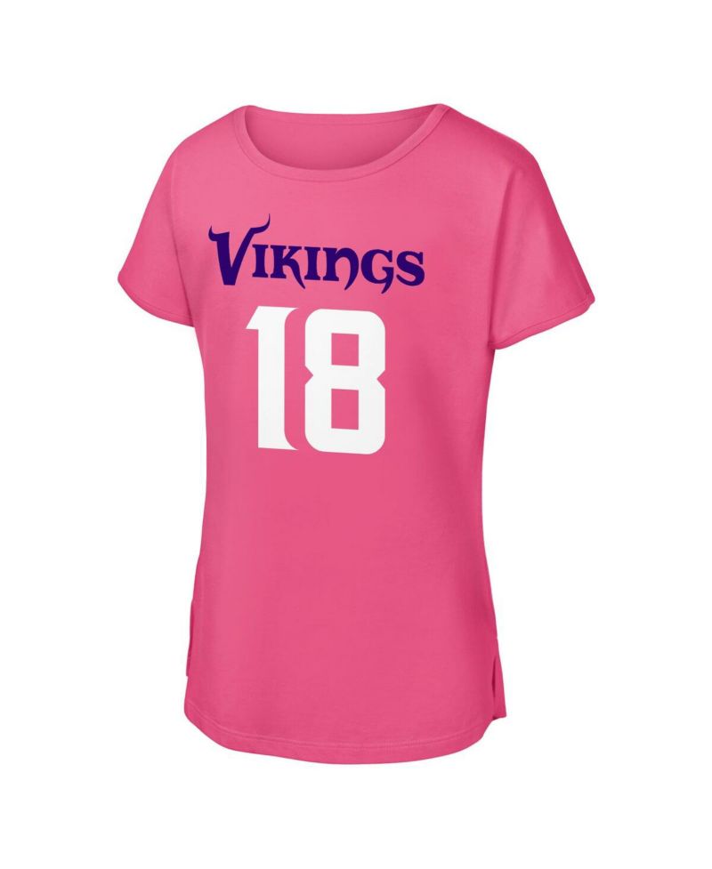 Big Girls Justin Jefferson Pink Minnesota Vikings Player Name & Number T-Shirt