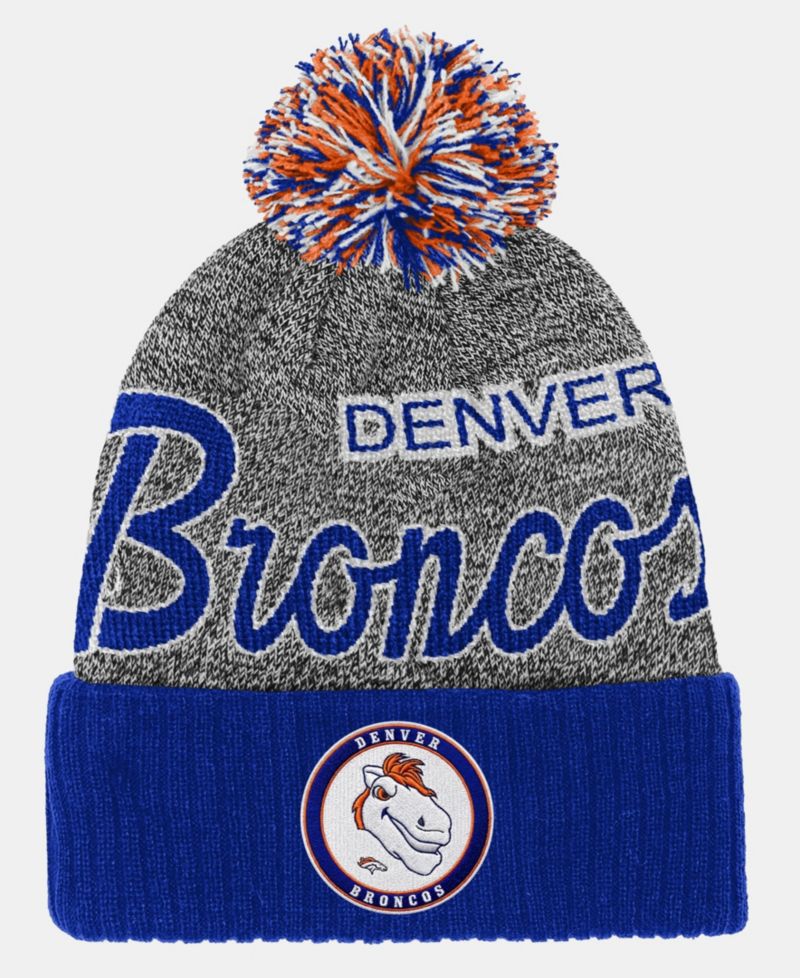 Big Boys and Girls Navy Denver Broncos Cuffed Knit Hat with Puff