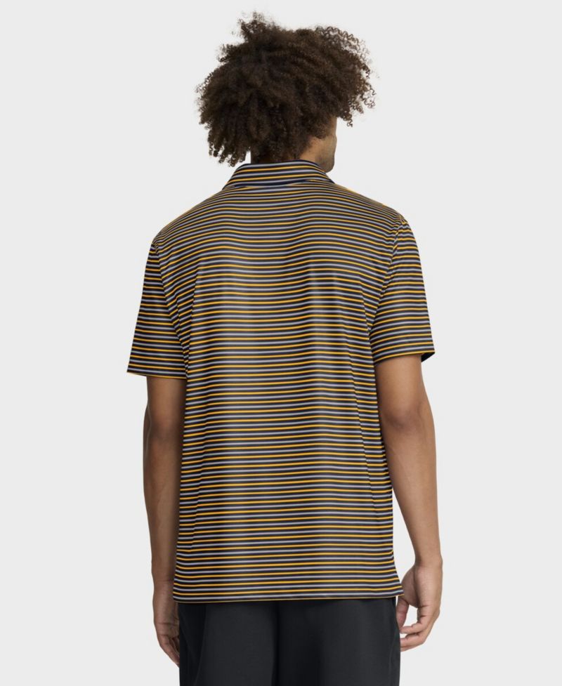 Men's Gold West Virginia Mountaineers 2025 Coaches Premium Tour Stripe Dri-FIT Polo Shirt