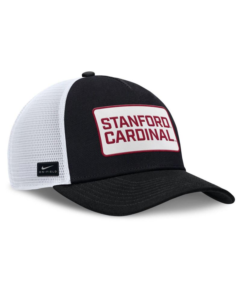 Men's Black/White Stanford Cardinal 2025 On-Field Rise Patch Trucker Adjustable Hat