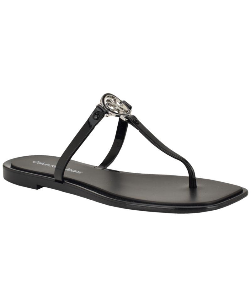 Women's Ellye Jelly Logo T-Strap Flat Sandals