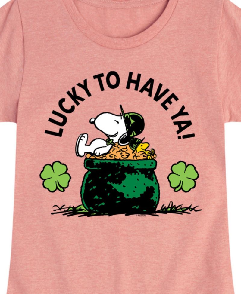 Big Girls Snoopy Lucky To Have Ya St Patrick's Day Graphic Short Sleeve T-Shirt