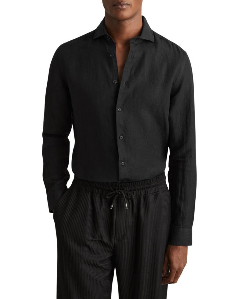 Men's Ruban Linen Cutaway Collar Regular Fit Shirt
