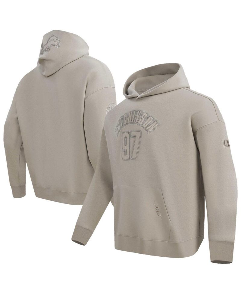 Men's Aidan Hutchinson Tan Detroit Lions Player Name & Number Pullover Hoodie