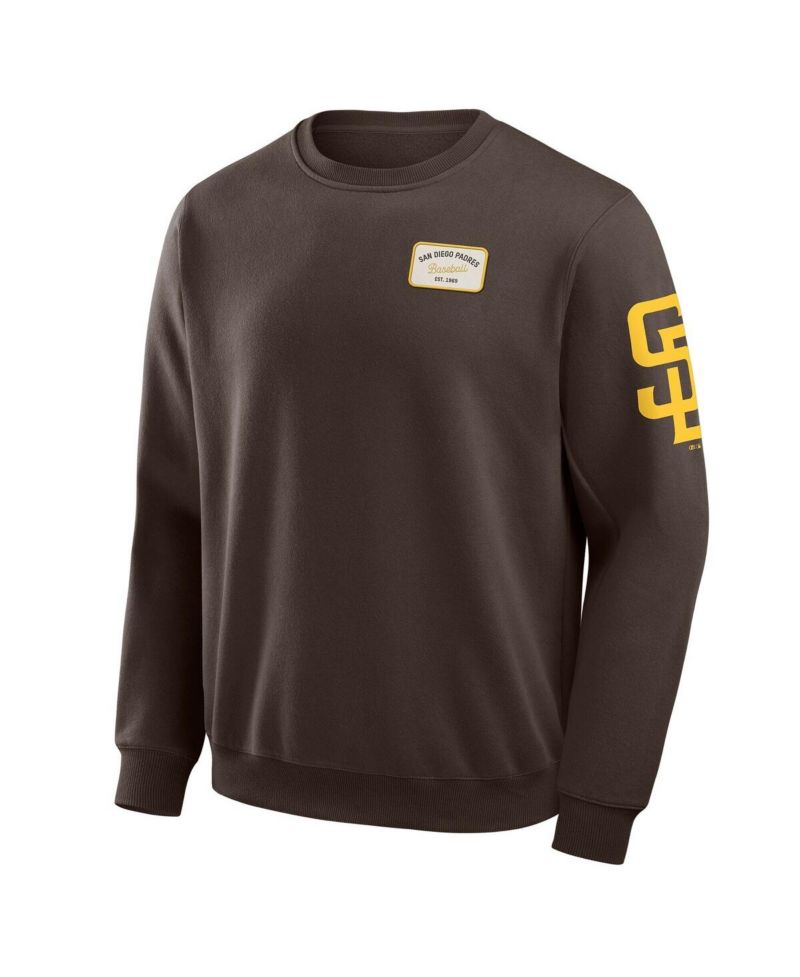 Men's Brown San Diego Padres Washed Crew Neck Pullover Sweatshirt