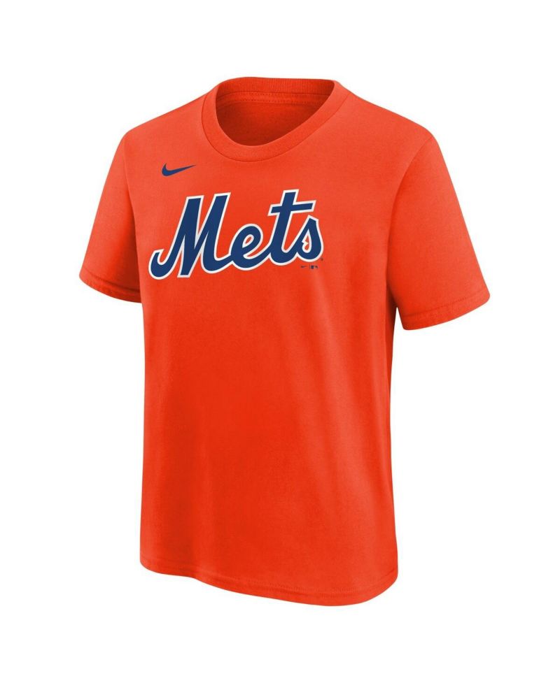Big Boys and Girls Francisco Lindor Orange New York Mets Name and Number T-Shirt