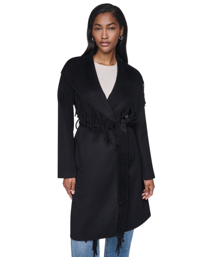 Women's Double Faced Fringe Wrap Coat