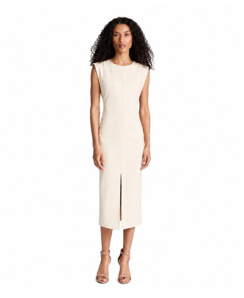 Women's Faux Leather Midi Sheath Dress
