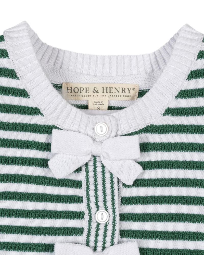 Girls Hope and Henry Organic Button Front Sweater Tank with Bows