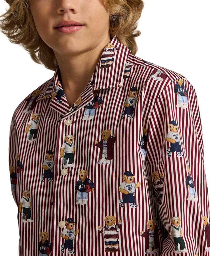 Boys' 8-20 Polo Bear Striped Cotton Shirt