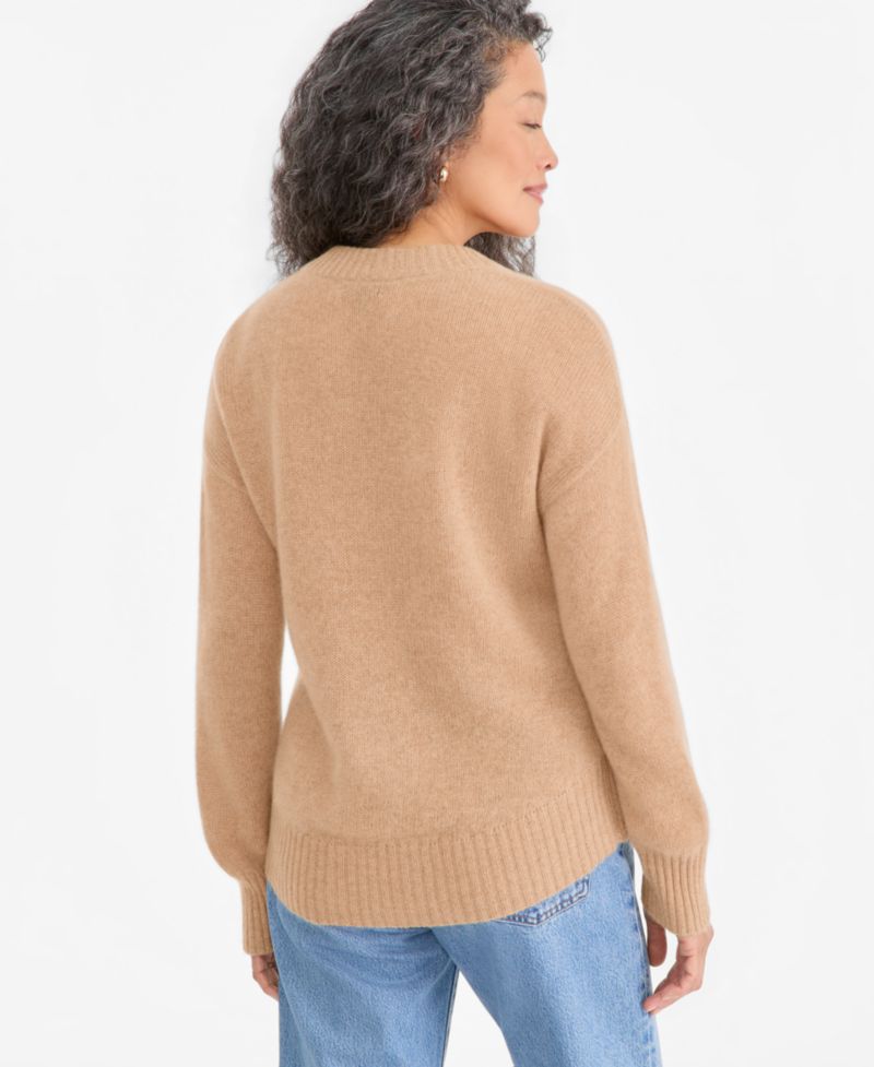 Petite 100% Cashmere V-Neck Relaxed Sweater