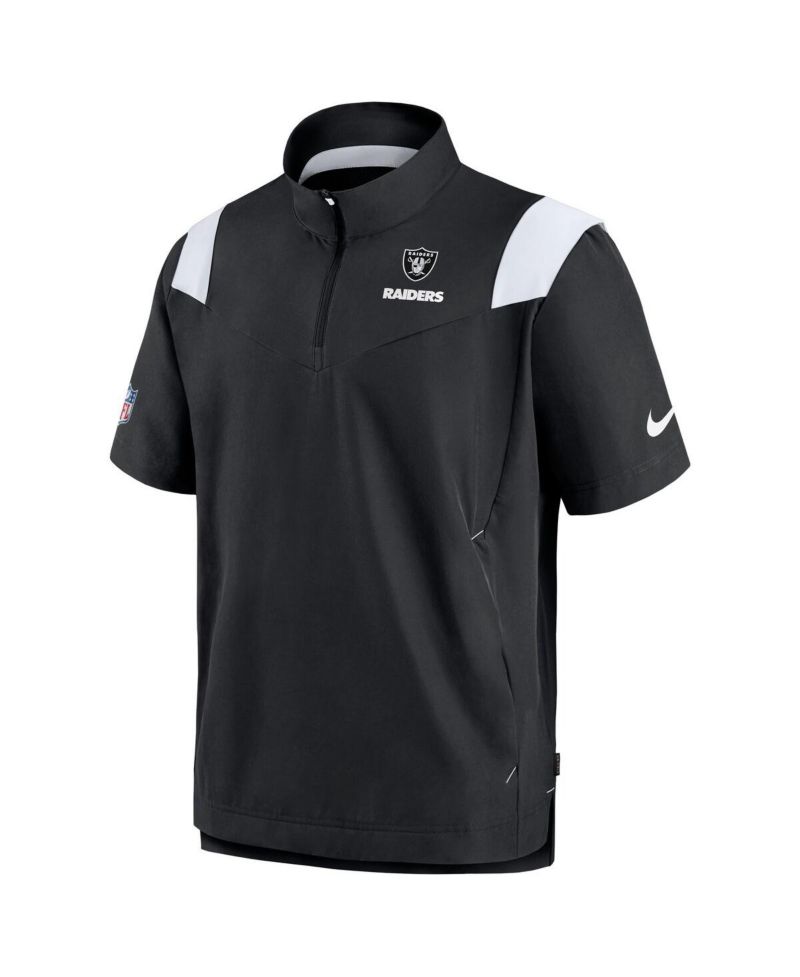 Men's Black Las Vegas Raiders Coach Chevron Lockup Quarter-Zip Top