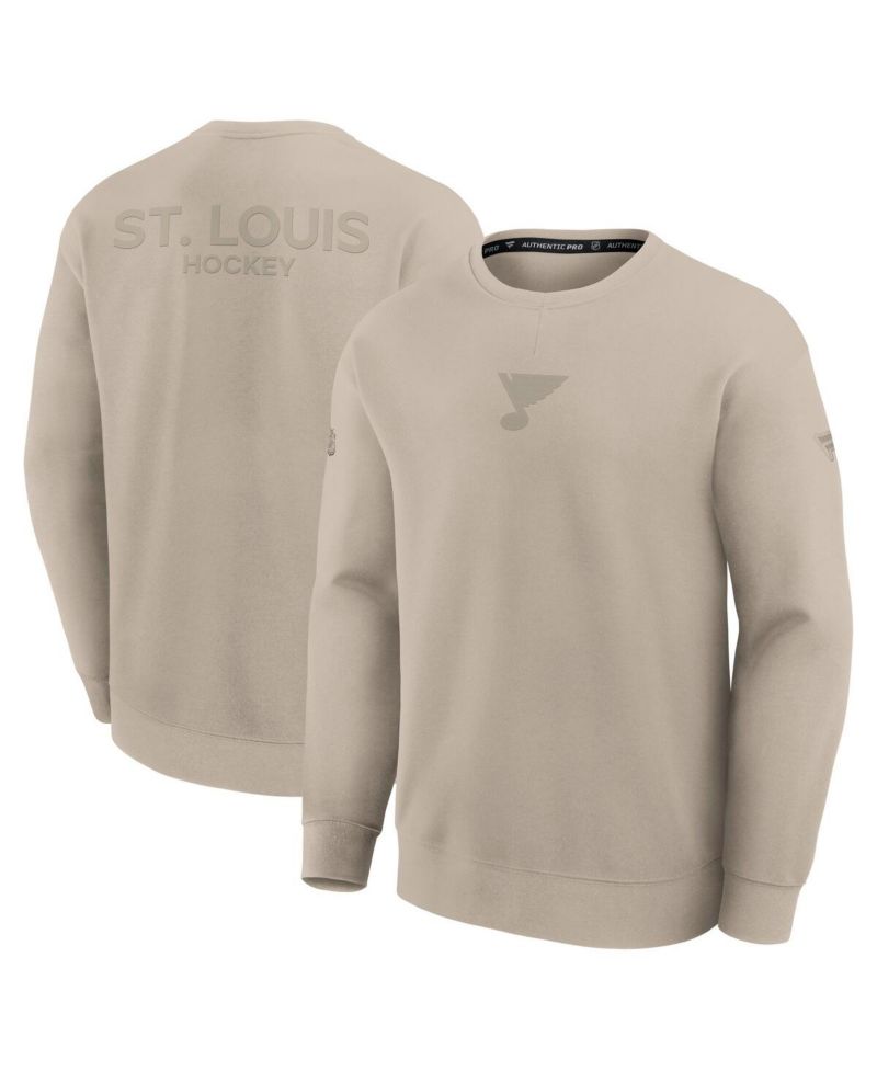 Men's Tan St. Louis Blues Authentic Pro Road Tri-Blend Sweatshirt
