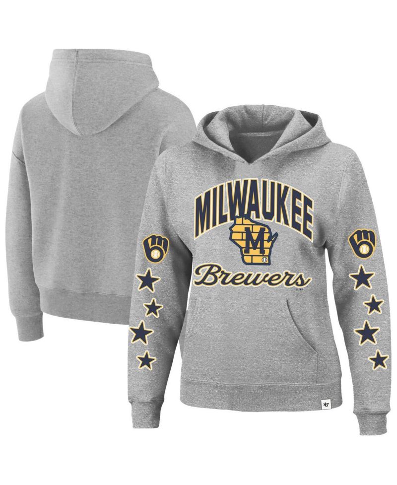 Women's Heather Gray Milwaukee Brewers Plus Size Starry Eye Hoodie
