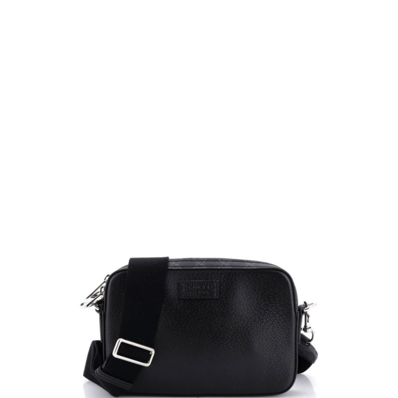 Small Crossbody Camera Bag Leather and GG Coated Canvas