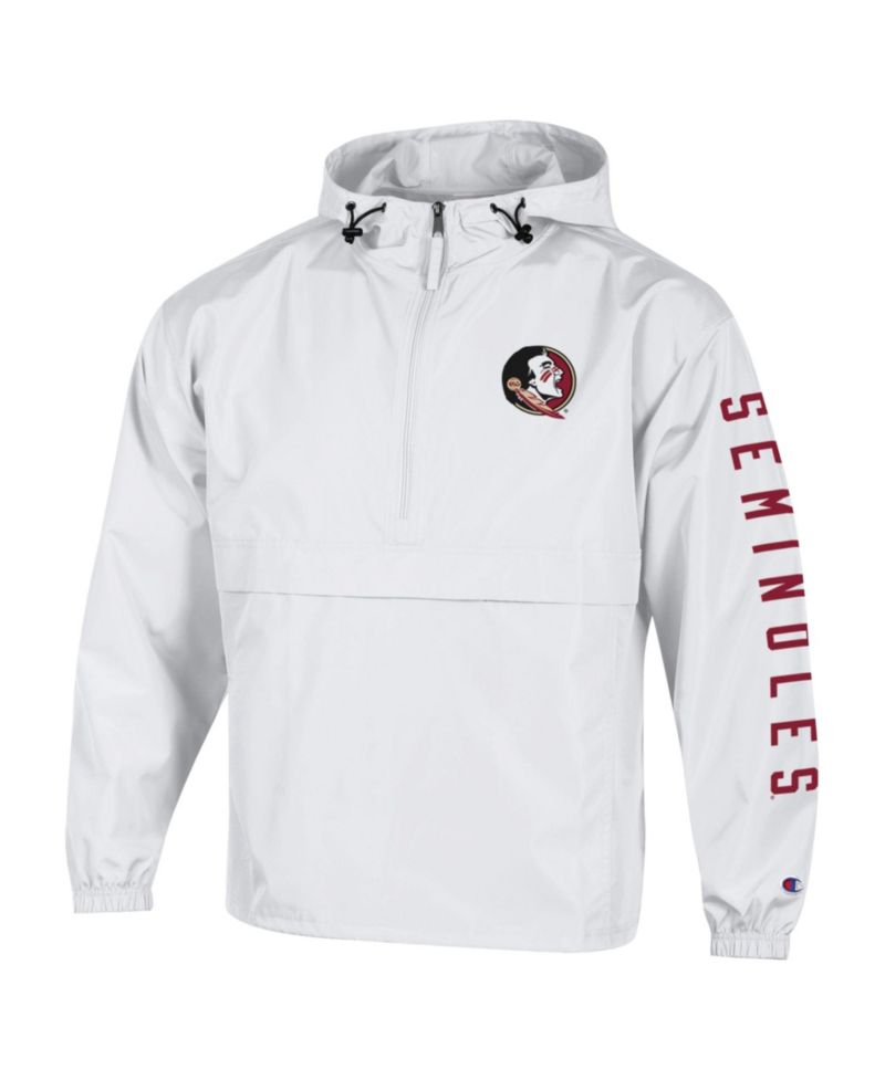 Men's White Florida State Seminoles Cloud Packable Half-Zip Hooded Jacket