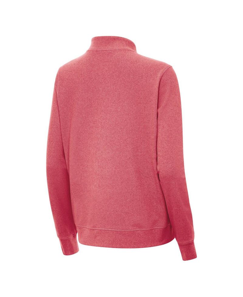 Women's Heather Red Los Angeles Angels Crush Stars and Stripes Team Logo Quarter-Zip Pullover Top