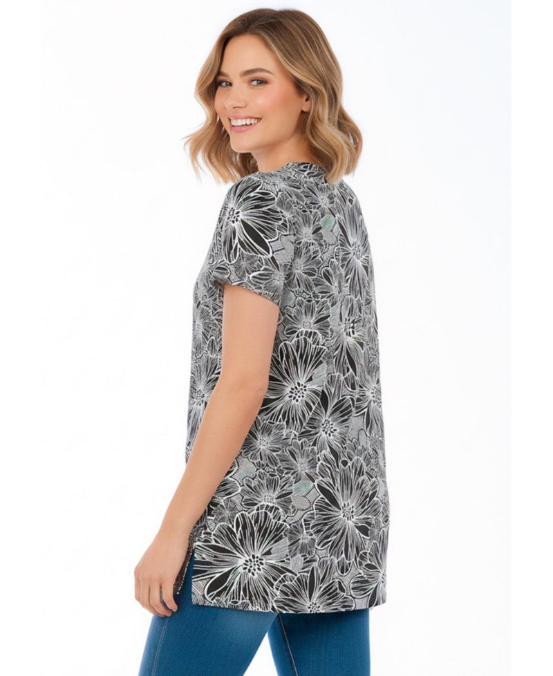 Women's Within Perfect Printed Short-Sleeve Shirred V-Neck Tunic