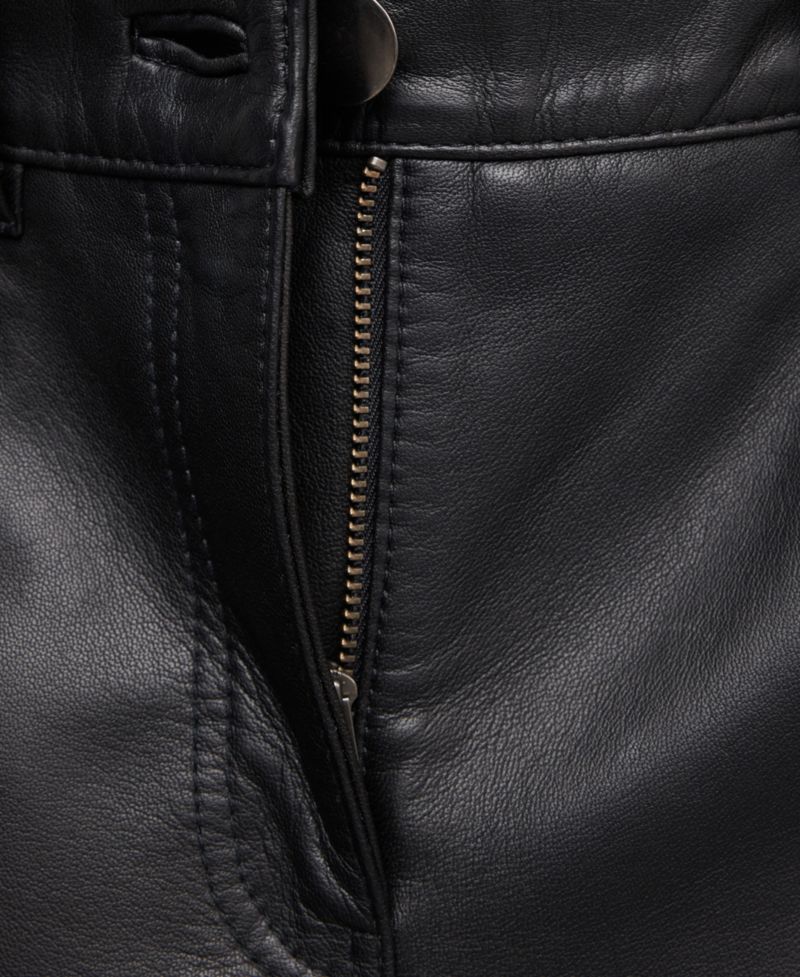 Women's Selection Straight-Fit Mid-Rise Leather Pants