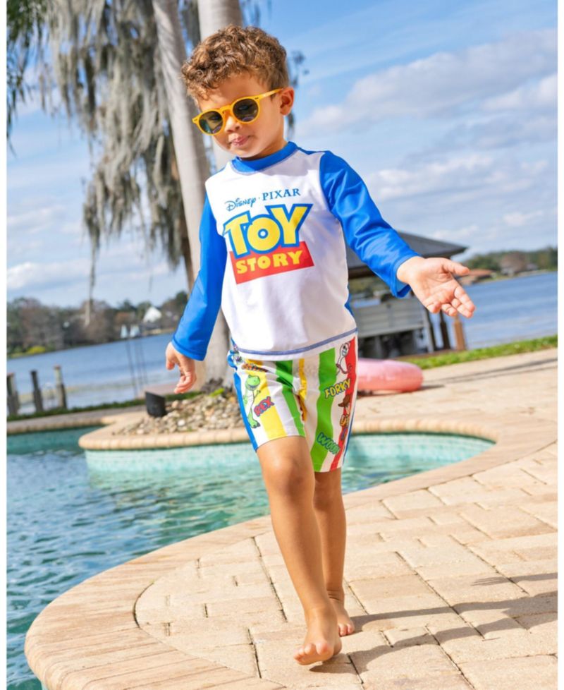 Boys Mickey Mouse Swimwear 2-Piece Rash Guard and Swim Trunks Set