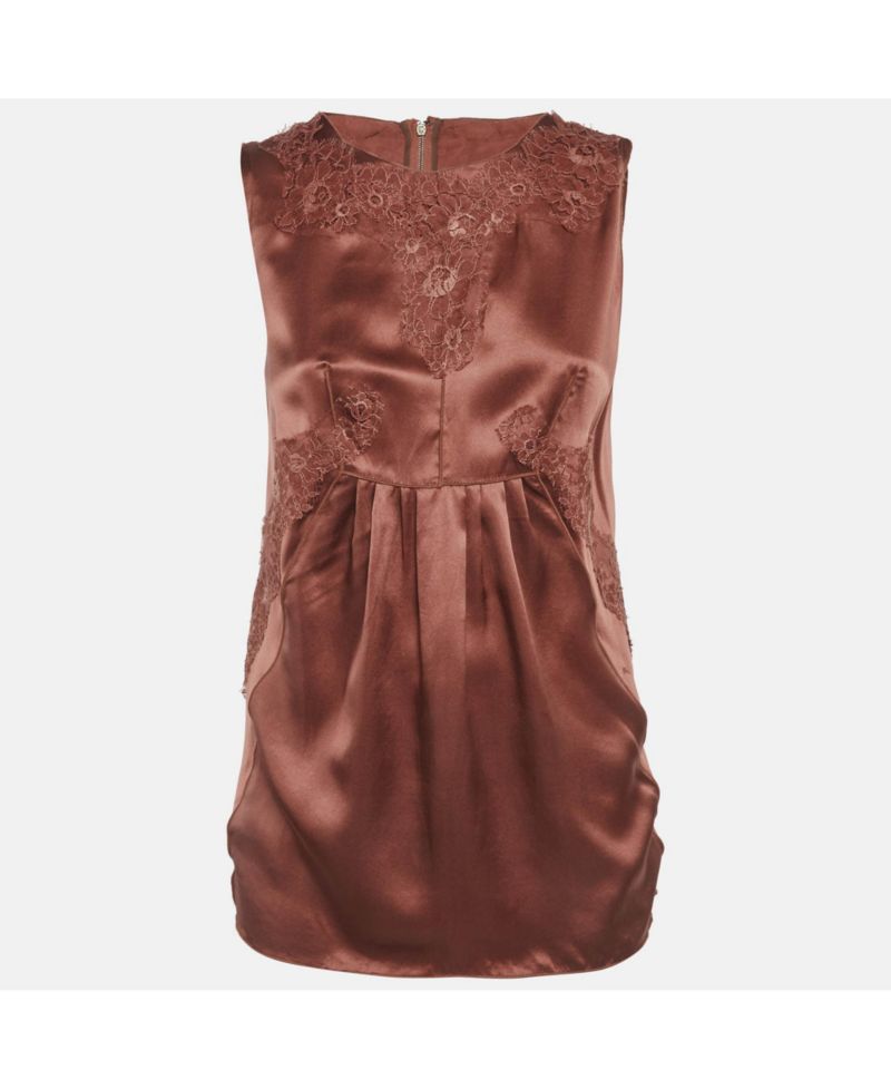 Women's Pre-Owned Dolce and Gabbana Satin Lace Detail Dress