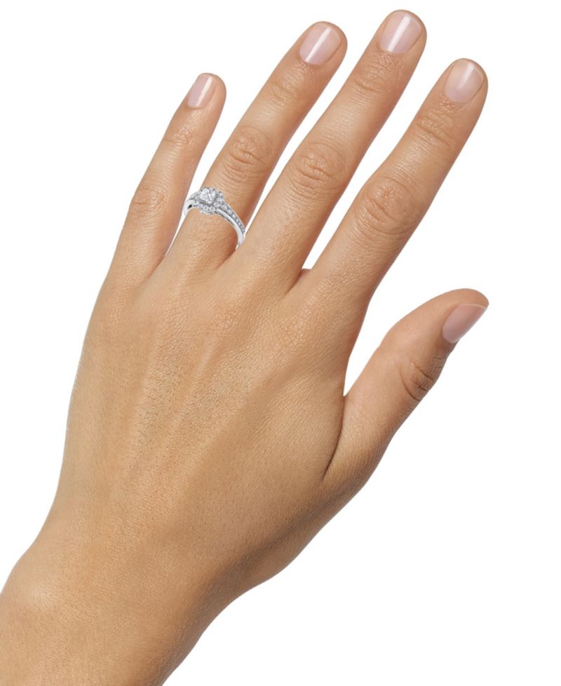 Diamond Princess-Cut Halo Engagement Ring (1 ct. t.w.) in 18k White Gold