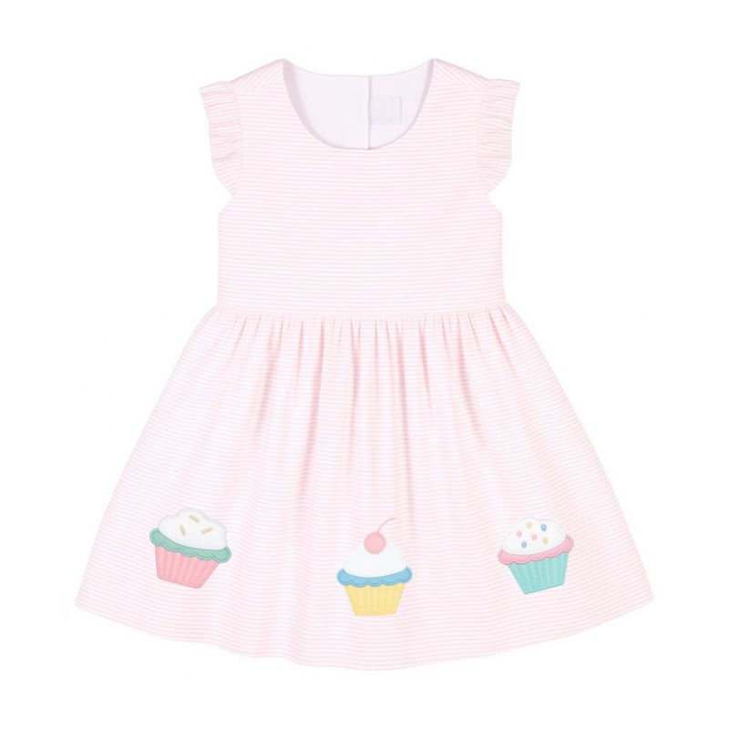 Little Girls Seersucker Dress with Cupcakes