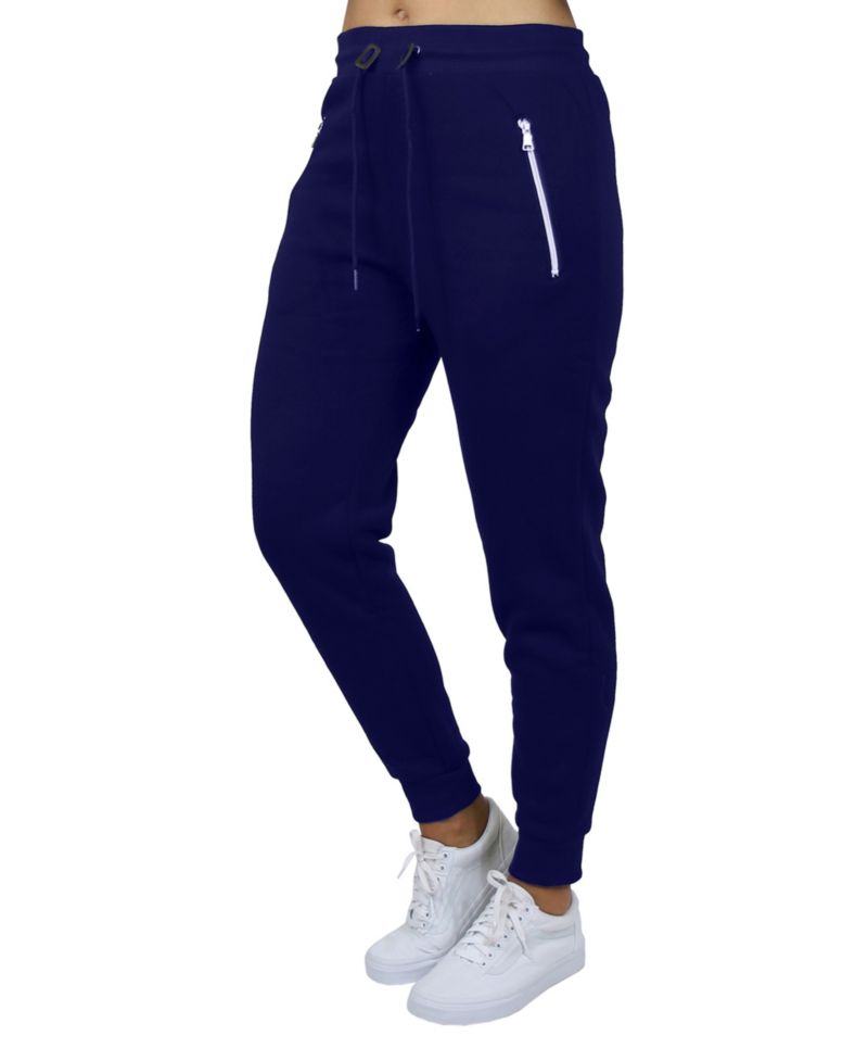 Women's Loose Fit Fleece Lined Jogger Sweatpants with Zipper Pockets