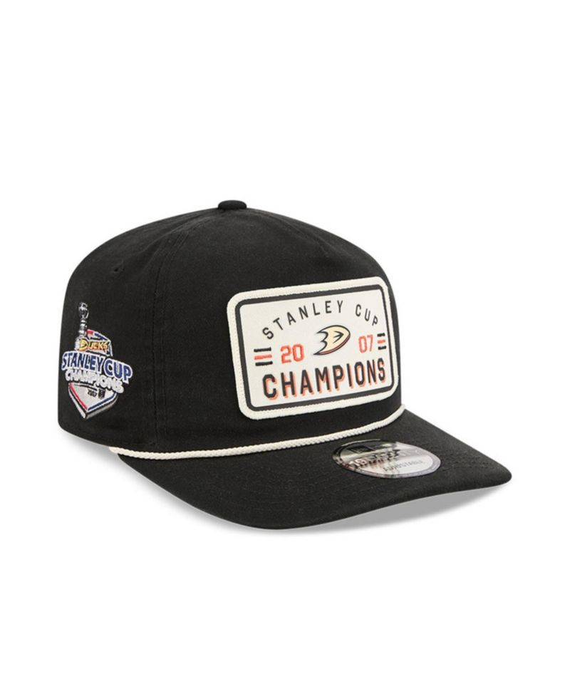 Men's Black Anaheim Ducks Throwback Stanley Cup Champions Side Patch 19TWENTY Adjustable Hat