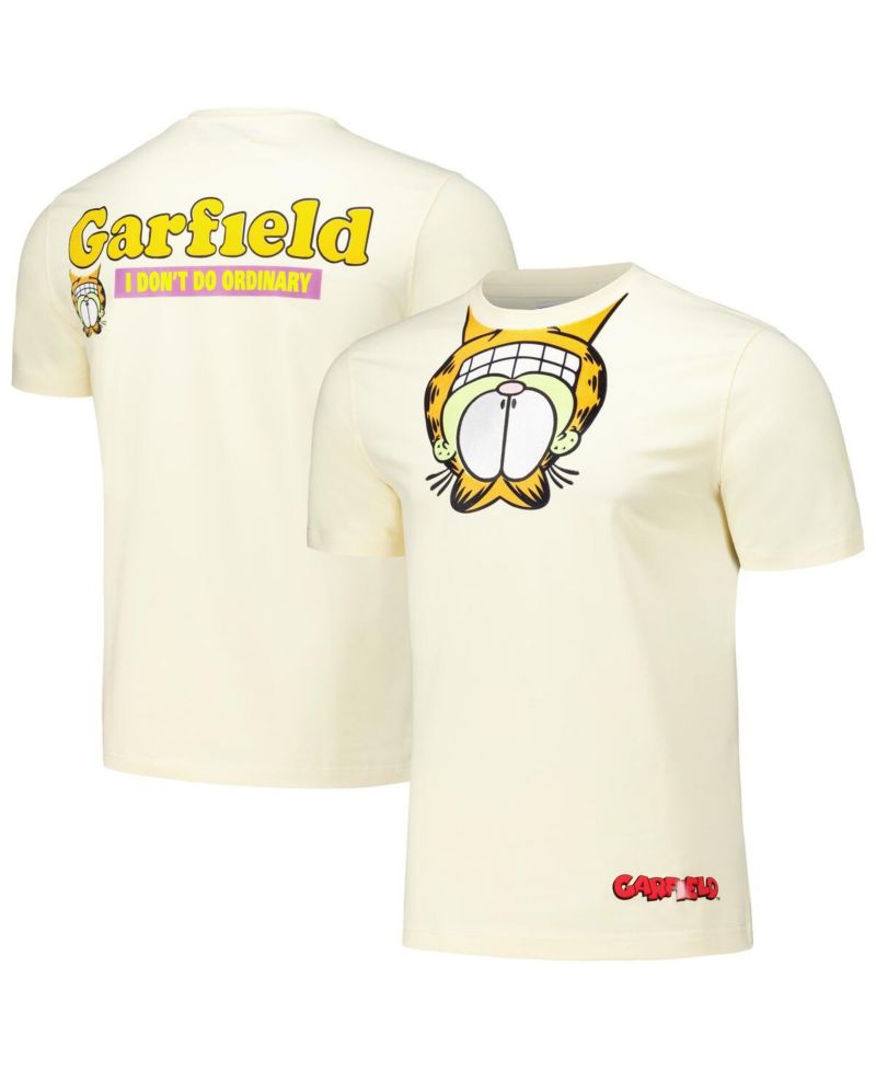Men's Cream Garfield Upside Down T-Shirt