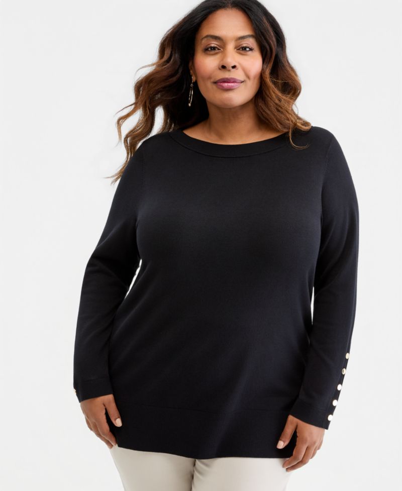 Petite Boat Neck Long-Sleeve Sweater