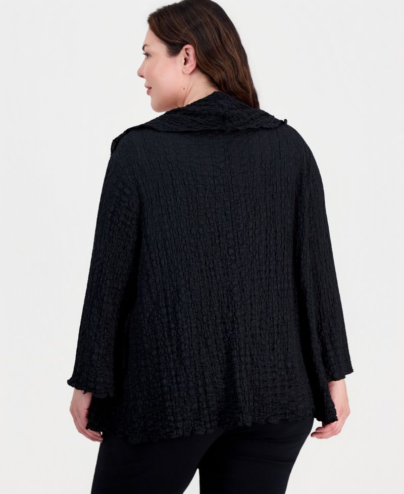Plus Size Textured Open-Front Jacket