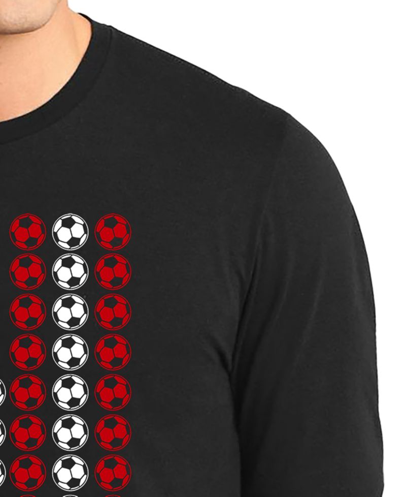 Men's American Flag Soccer Balls Word Art Long-Sleeve T-Shirt
