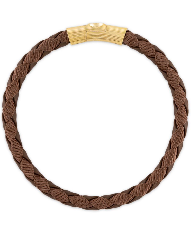 Black Leather Woven Bracelet in Sterling Silver (Also in Brown Leather & Blue Leather)