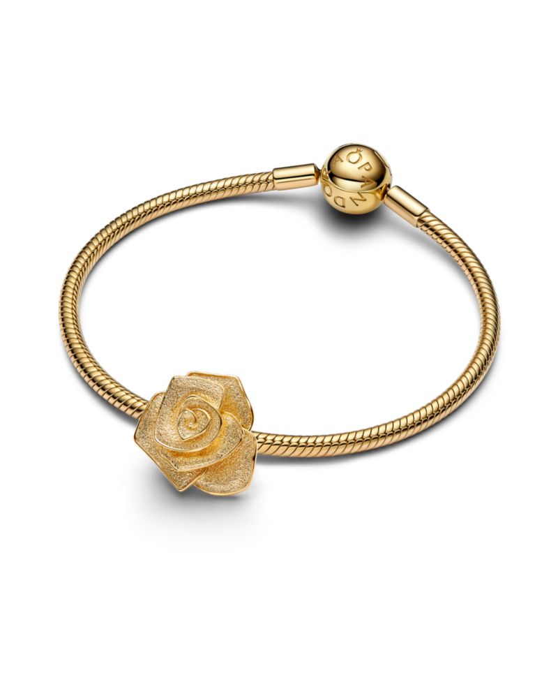 14K Gold Plated Rose Bloom Oversized Charms