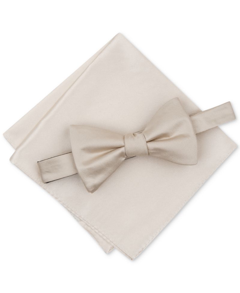 Men's Solid Textured Pre-Tied Bow Tie & Solid Textured Pocket Square Set