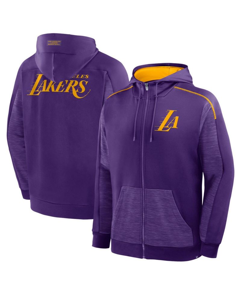 Men's Purple Los Angeles Lakers Back Door Cut Play Defender Full-Zip Hoodie