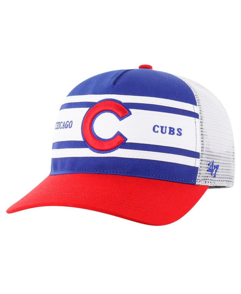 Men's Royal Chicago Cubs Gridiron Super Stripe Relaxed Trucker Hitch Adjustable Hat