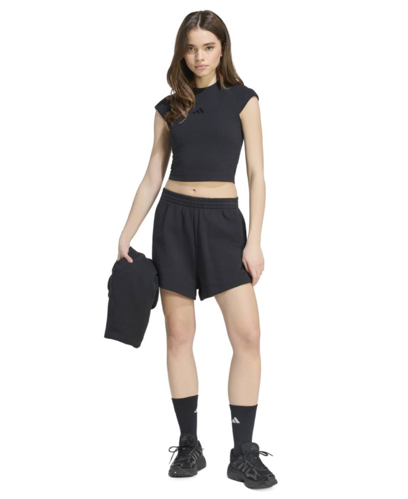 Women's Crop Tight-Fit Ribbed Cotton-Viscose Blend T-Shirt