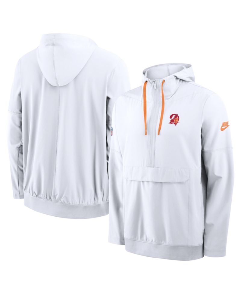 Men's White Tampa Bay Buccaneers Sideline Broken Rules Alternate Anorak Half-Zip Hoodie