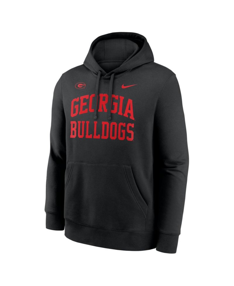 Men's Black Georgia Bulldogs Primetime Arched Club Fleece Pullover Sweatshirt Hoodie