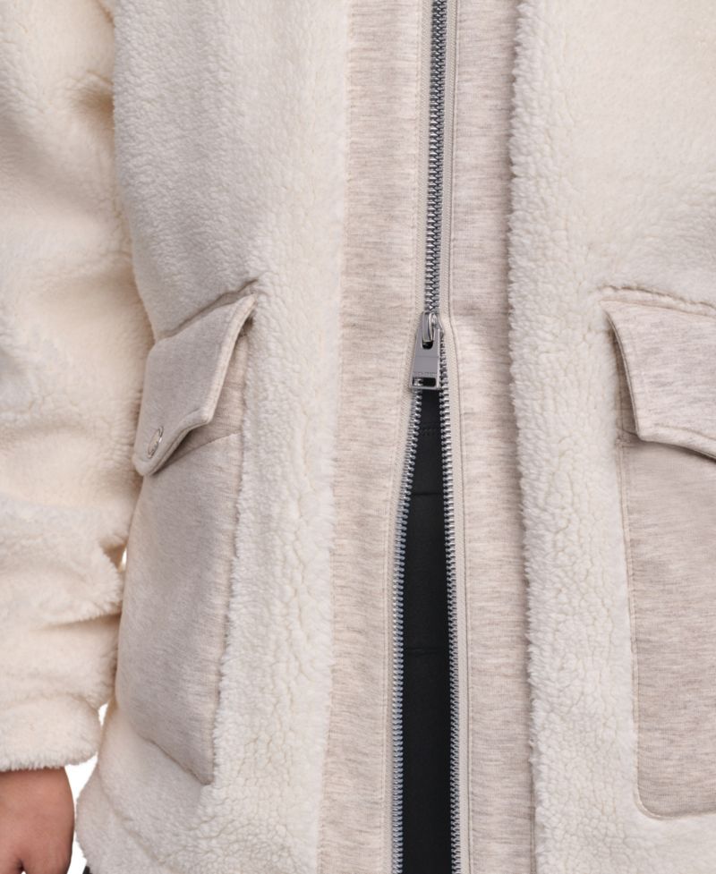 Women's Funnel Neck High-Low Sherpa Jacket
