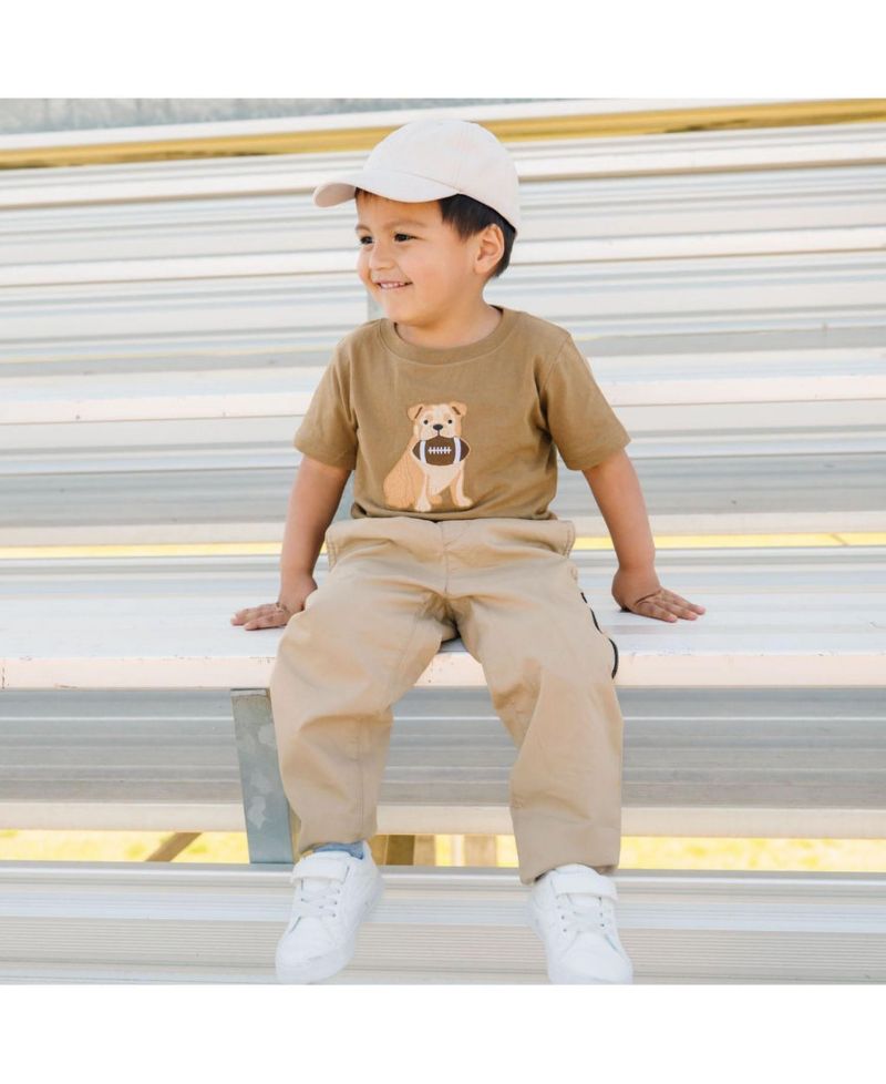 Big Boys(10-12) Bulldog Football Patch Short Sleeve T-Shirt