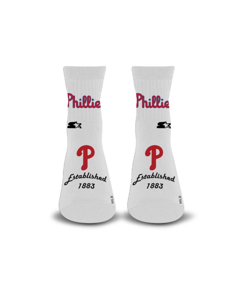 Men's and Women's White Philadelphia Phillies Established Stencil Quarter Socks