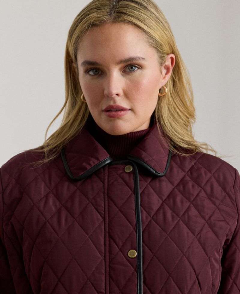 Plus Size Diamond-Quilted Lined Coat