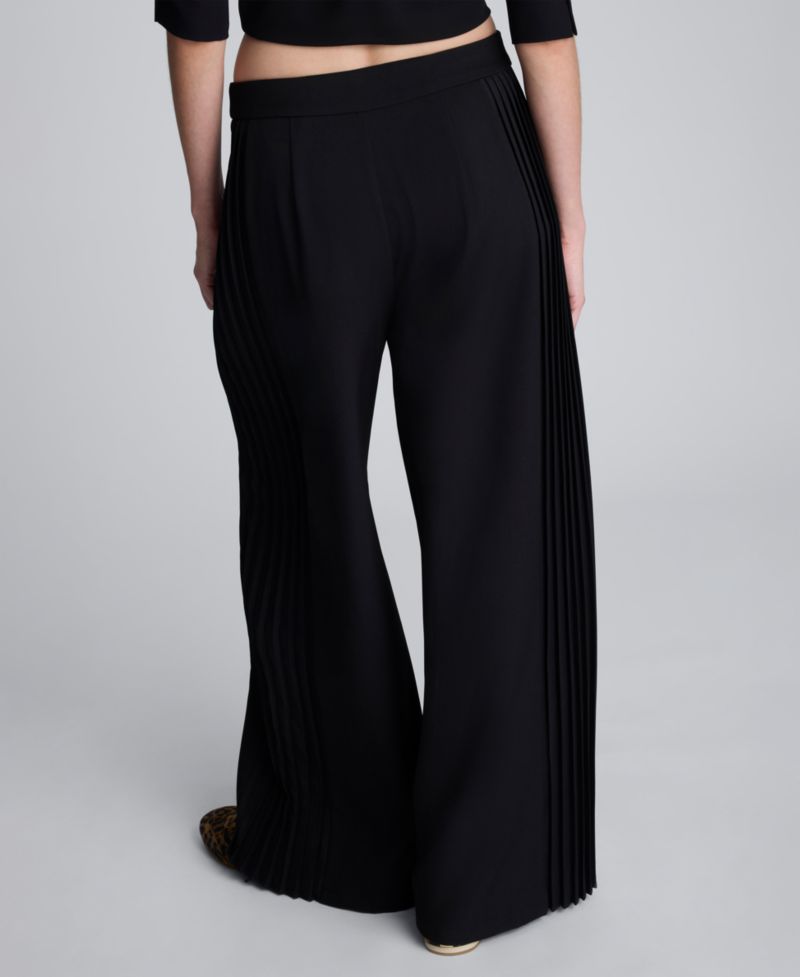 Women's Side Pleated Wide Leg High Rise Pants
