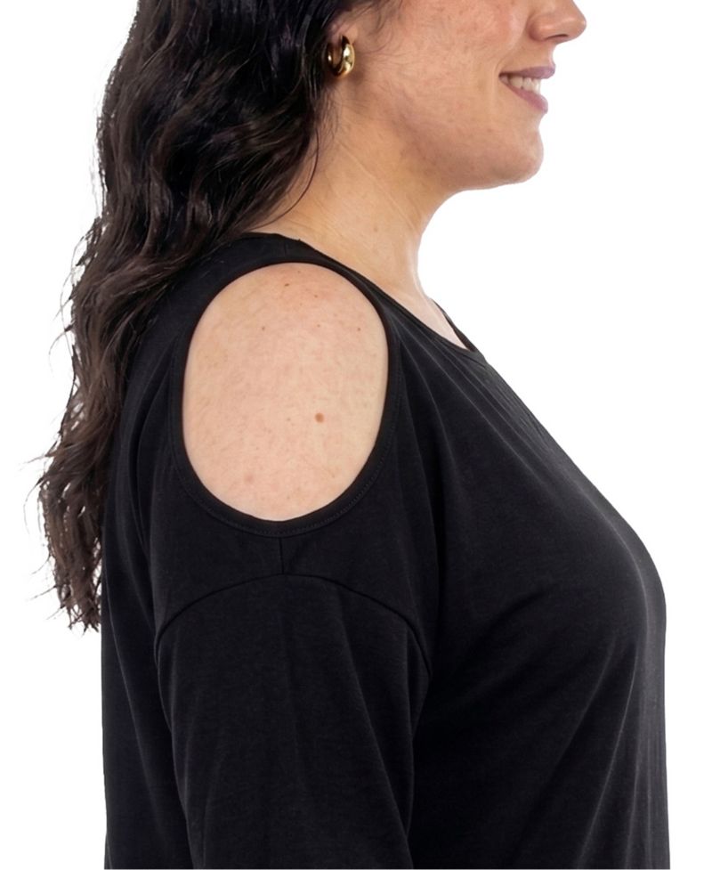 Plus Size Casual Cold Shoulder Pullover Top