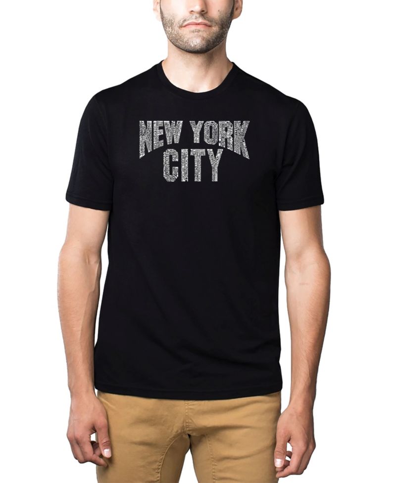 Men's Cotton/Poly Blend Word Art T-Shirt - New York City Neighborhoods