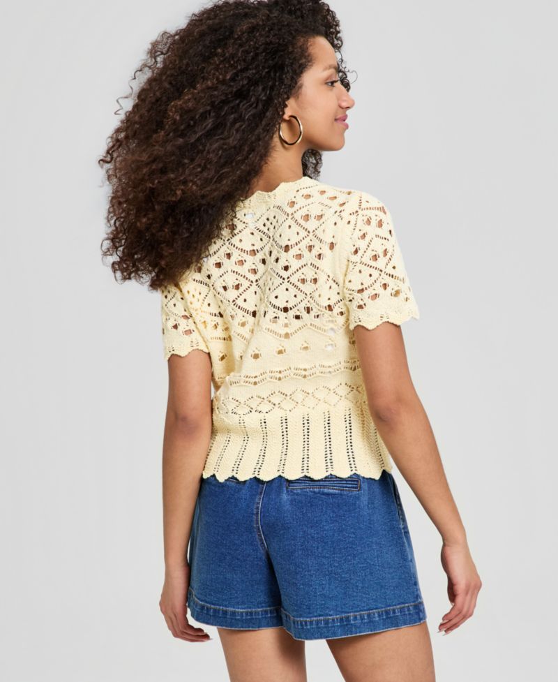 Women's Pointelle Button Front Cardigan
