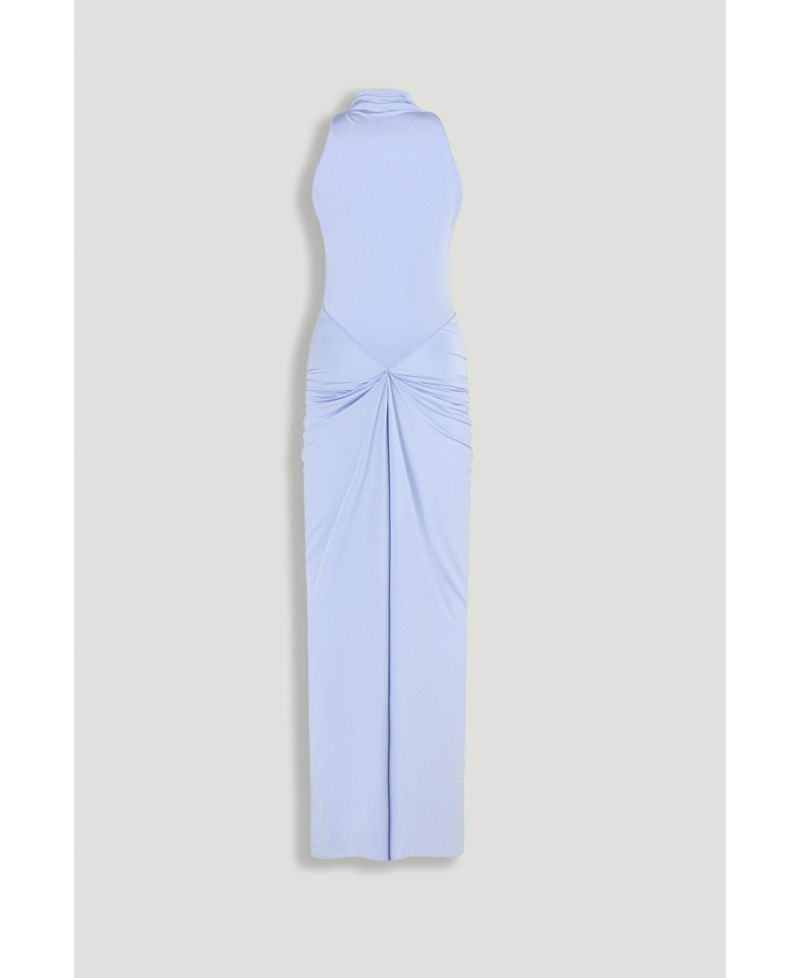 Women's Draped Halter Neck Ruched Maxi Dress